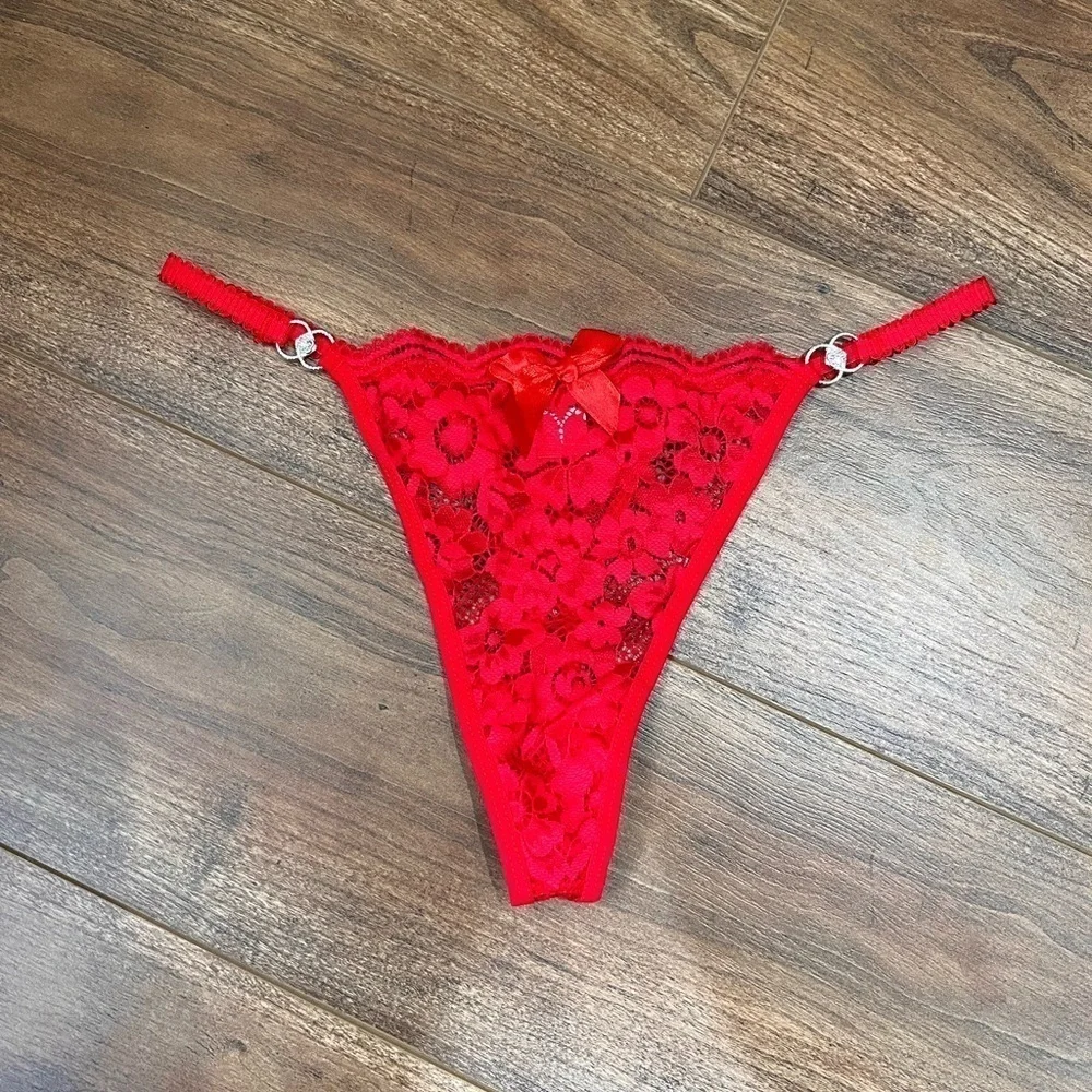 Premium red lace thongs